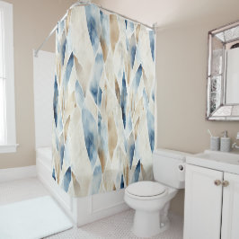 Blue Cream Ivory Abstract strand Douchegordijn