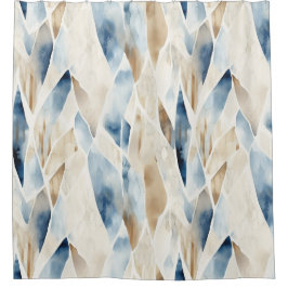Blue Cream Ivory Abstract strand Douchegordijn