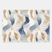 Blue Cream Ivory Abstract strand Inpakpapier Vel (Voorkant 3)