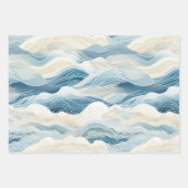Blue Cream Ivory Abstract strand Inpakpapier Vel (Voorkant 2)