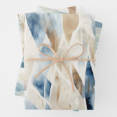 Blue Cream Ivory Abstract strand Inpakpapier Vel (In situ)