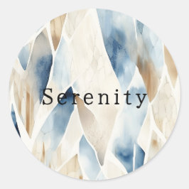 Blue Cream Ivory Abstract strand Ronde Sticker