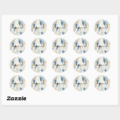 Blue Cream Ivory Abstract strand Ronde Sticker (Vel)
