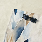 Blue Cream Ivory Abstract strand Strandlaken (In situ)