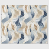 Blue Cream Ivory Abstract Waves Beach Cadeaupapier (Vlak)
