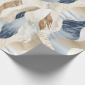 Blue Cream Ivory Abstract Waves Beach Cadeaupapier (Hoek)