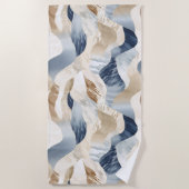 Blue Cream Ivory Abstract Waves Beach Strandlaken (Voorkant)