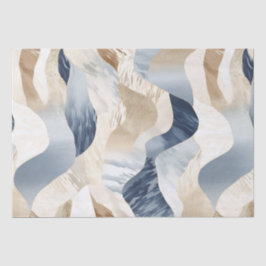Blue Cream Ivory Abstract Waves Beach Tissuepapier