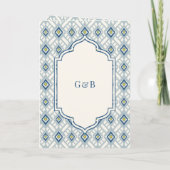 Blue Cream Ivory Ikat All in One Sikh Wedding (Achterkant)