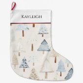 Blue Cream Kerstbomen Bourgogne streep Grote Kerstsok (Voorkant)