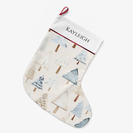 Blue Cream Kerstbomen Bourgogne streep Grote Kerstsok (Voorkant (Hangend))