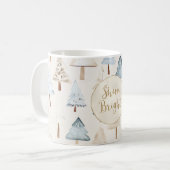 Blue Cream Kerstbomen Gouden Glitter Koffiemok (Voorkant links)