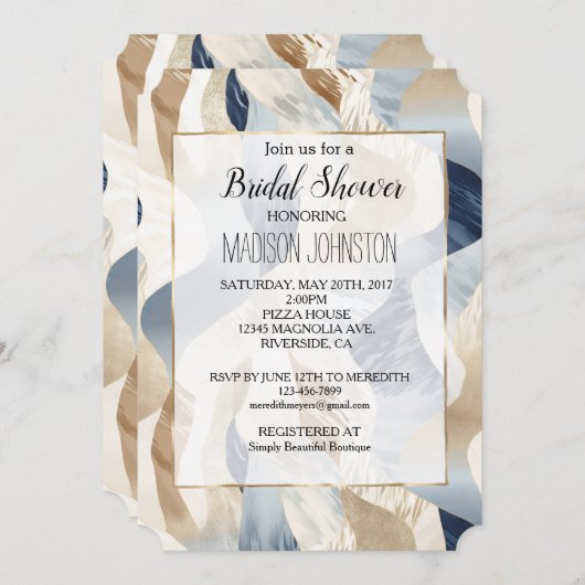 Blue Cream Ocean Zee Sand Beach Abstract Kaart (Voorkant / Achterkant)