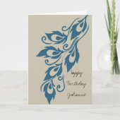 Blue Cream Peacock Feathers Verjaardag Kaart (Voorkant)