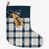 Blue Cream Pset Kraft Label op maat  Grote Kerstsok (Voorkant)