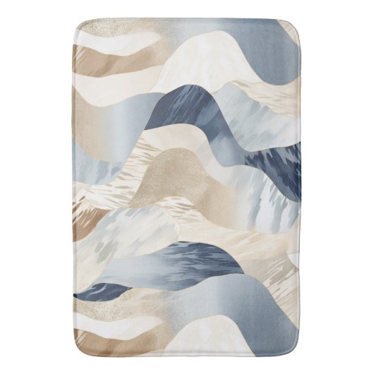 Blue Cream Sand Ivory Abstract Waves Beach Badmat (Voorkant Verticaal)