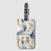 Blue Cream Sand Ivory Abstract Waves Beach Bagagelabel (Voorkant (verticaal))