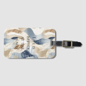 Blue Cream Sand Ivory Abstract Waves Beach Bagagelabel (Voorkant (horizontaal))