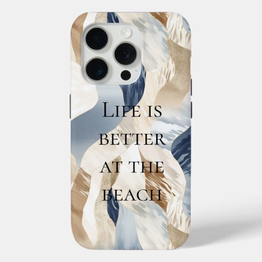Blue Cream Sand Ivory Abstract Waves Beach Case-Mate iPhone Case (Achterkant)