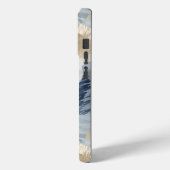 Blue Cream Sand Ivory Abstract Waves Beach Case-Mate iPhone Case (Achterkant / Links)