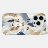 Blue Cream Sand Ivory Abstract Waves Beach Case-Mate iPhone Case (Achterkant (horizontaal))