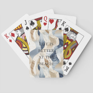 Blue Cream Sand Ivory Abstract Waves Beach Pokerkaarten