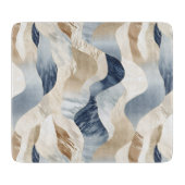 Blue Cream Sand Ivory Abstract Waves Beach Snijplank (Voorkant)
