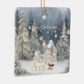 Blue Cream Santa Snow Christmas Trees Keramisch Ornament (Rechts)