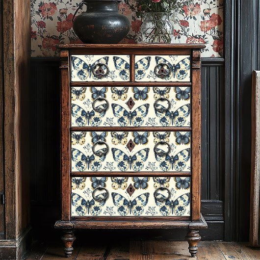  Blue Cream Shabby Chic Butterfly Decoupage Tissuepapier