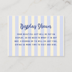 Blue Cream Striped Vrijgezellenfeest Display Douch Informatiekaartje