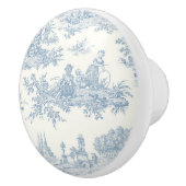 Blue Cream Toile Romantisch landschap Keramische Knop (Rechts)