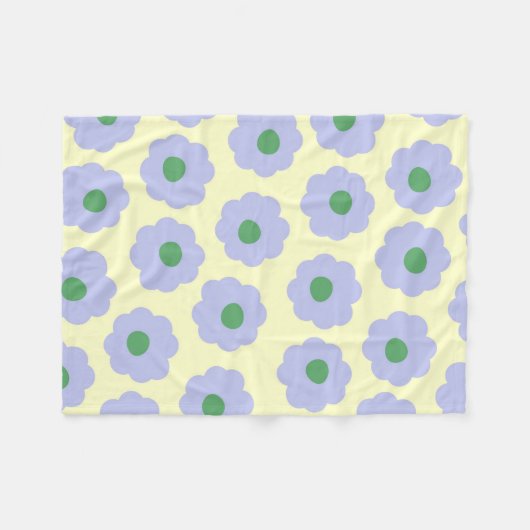 Blue Cream Tropical Floral Botanical Spring Summer Fleece Deken (Voorkant (Horizontaal))