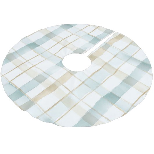 Blue Cream White Plaid Christmas Kerstboom Rok (Gekanteld)