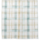 Blue Cream White Plaid Douchegordijn (Voorkant)