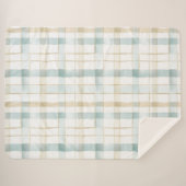 Blue Cream White Plaid Sherpa Deken (Voorkant (horizontaal))