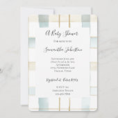 Blue Cream White Plaid Stripes Baby shower Kaart (Voorkant)