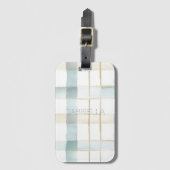 Blue Cream White Plaid Stripes  Bagagelabel (Voorkant (verticaal))