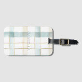 Blue Cream White Plaid Stripes  Bagagelabel (Voorkant (horizontaal))