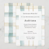 Blue Cream White Plaid Stripes Birthday Kaart (Voorkant / Achterkant)