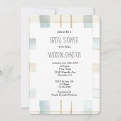 Blue Cream White Plaid Stripes Bridal Shower Kaart (Voorkant)