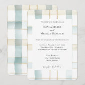 Blue Cream White Plaid Stripes Wedding Kaart (Voorkant / Achterkant)