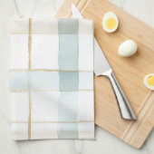 Blue Cream White Plaid Theedoek (Quarter Fold)