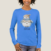 Blue Cream White Snowman Kerstmis Tri-Blend Shirt (Voorkant)