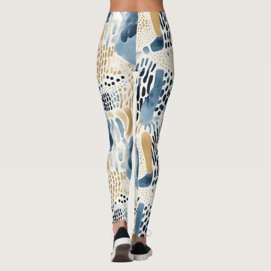 Blue Cream Wit Abstract Leggings (Achterkant)