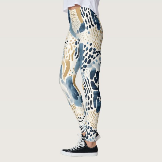 Blue Cream Wit Abstract Leggings (Links)