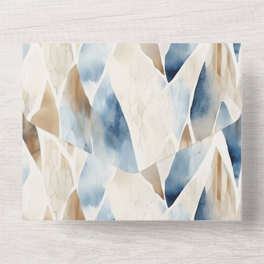 Blue Cream Zee Sand Ocean Beach All In One Uitnodiging (Achterkant)