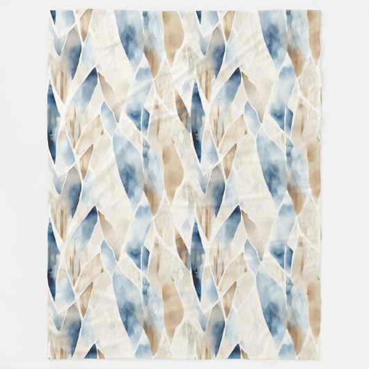 Blue Cream Zee Sand Ocean Serenity Fleece Deken (Voorkant)