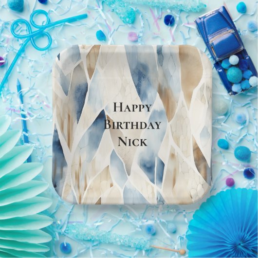 Blue Cream Zee Sand Ocean Serenity Verjaardag Papieren Bordje (Feest)