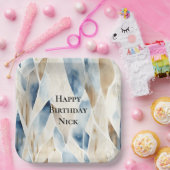 Blue Cream Zee Sand Ocean Serenity Verjaardag Papieren Bordje (Feest)