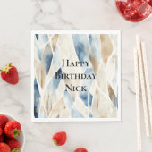 Blue Cream Zee Sand Ocean Serenity Verjaardag Servet (Insitu)